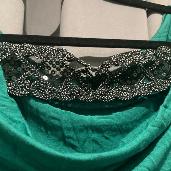 Green Women's Top with Lace Detail - Picture 2 of 5